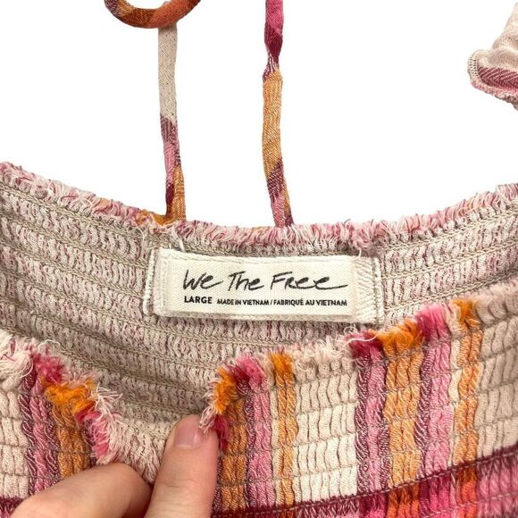 Free People Siena Plaid Pullover Blouse top‎ Size L boho - Picture 5 of 9